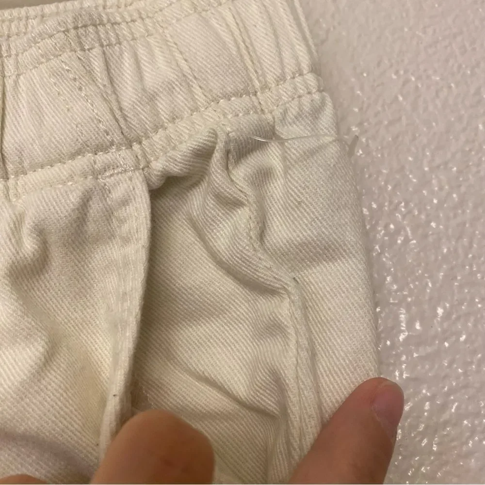 Old Navy high waisted baggy wide leg Pull-on white denim cotton jeans pants M 8
